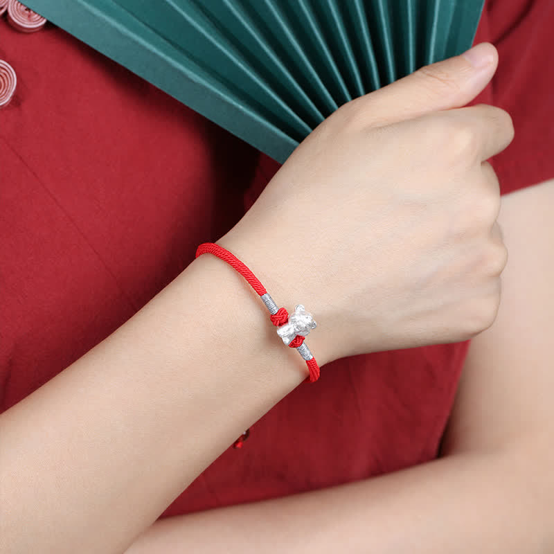 KarmaRipple's 999 Sterling Silver Chinese Zodiac Fortune Strength Red String Bracelet p13