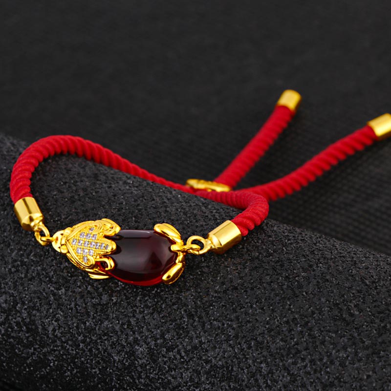 KarmaRipple's Wealth Attractor Red Agate Pixiu Red String Bracelet p5