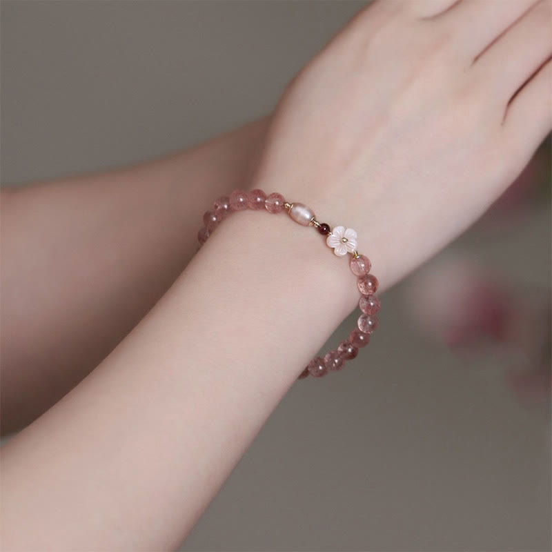 KarmaRipple's Strawberry Quartz Peach Blossom Love Bracelet p4