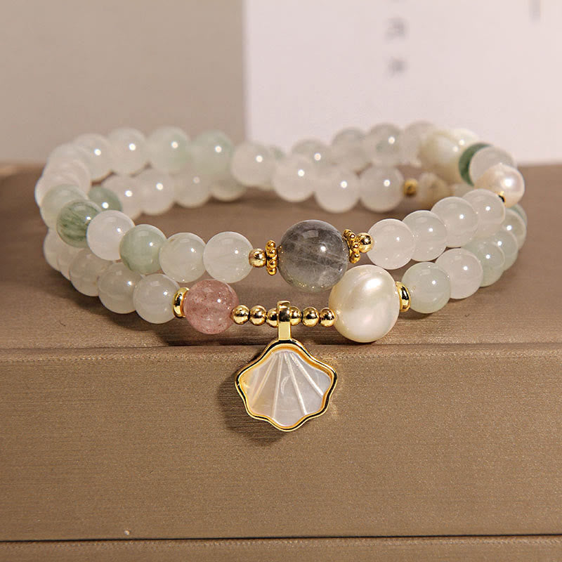 KarmaRipple's Double Layer Jade Shell Fortune Bracelet p1