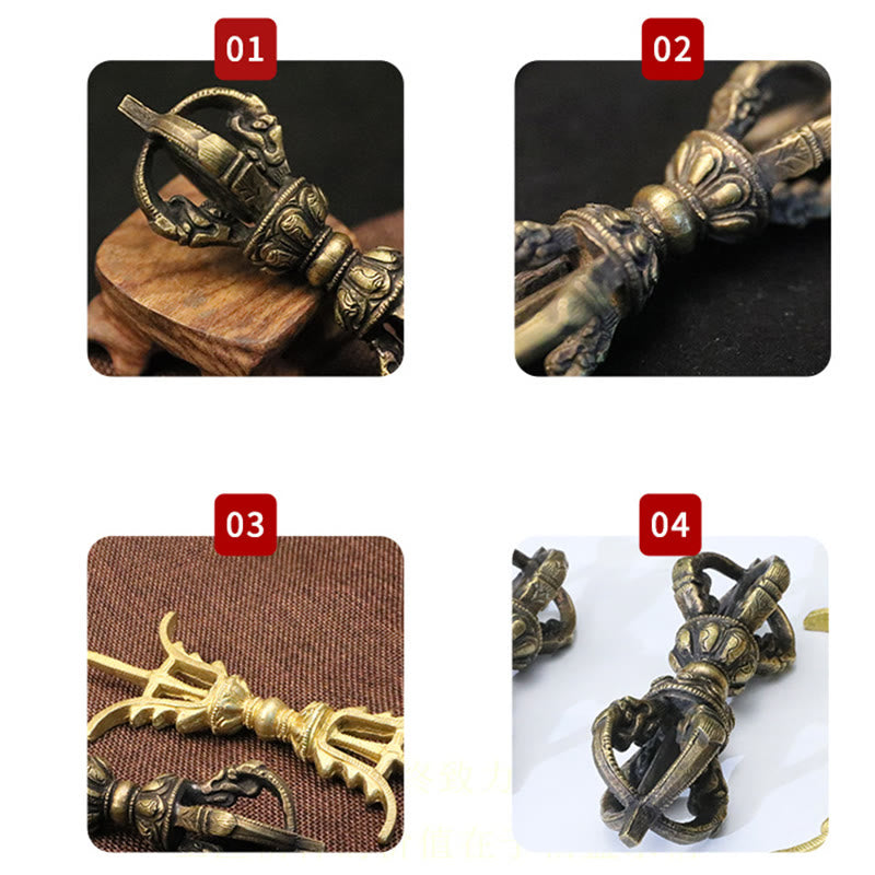 KarmaRipple's Handmade Nepal Five Prong Three Prong Vajra Dorje Strength Bronze Decoration p19