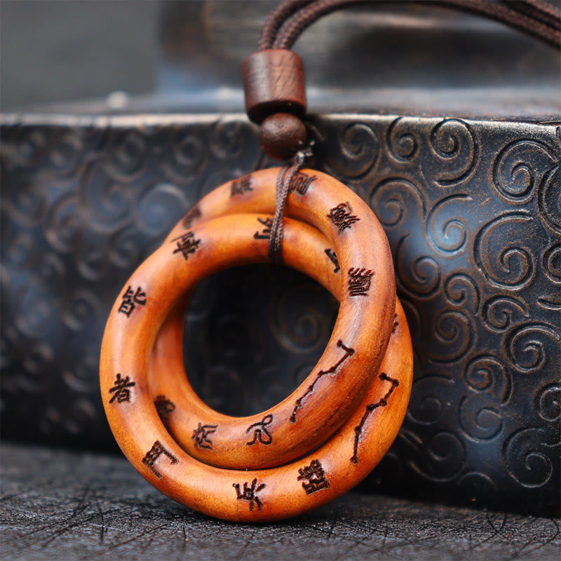 KarmaRipple's Lightning Struck Jujube Wood Taoist Yin Yang Ring Qiankun Circle Leizu Taboo Fortune Pendant Necklace p1