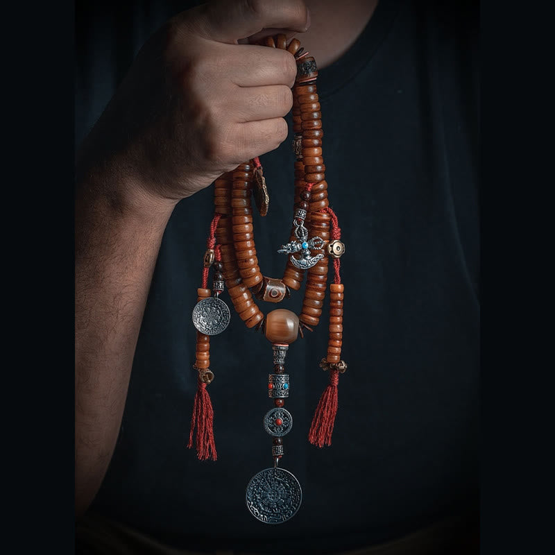 KarmaRipple's Tibetan 108 Mala Beadwork Yak Bone Dzi Bead Nine Palaces Eight Diagrams Talisman Strength Bracelet p2