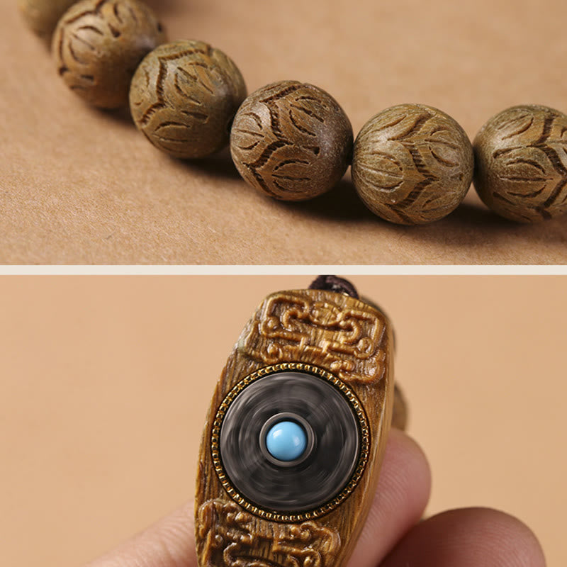 KarmaRipple's Green Sandalwood Ebony Wood Sandalwood Om Mani Padme Hum Soothing Bracelet p8