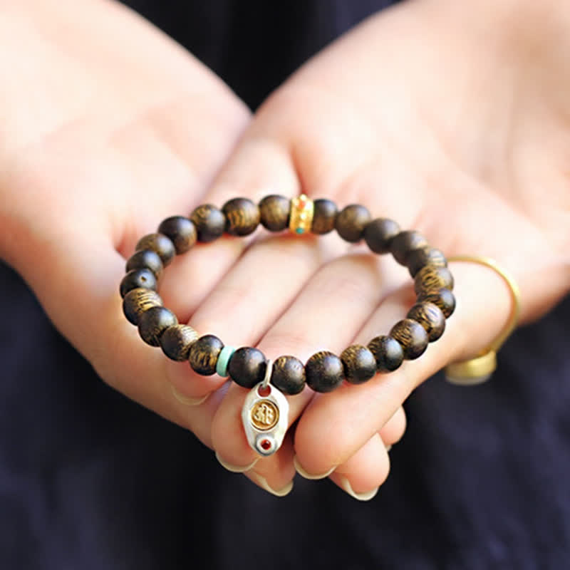 KarmaRipple's Vietnam Qinan Agarwood Turquoise Balance Strength Bracelet p4