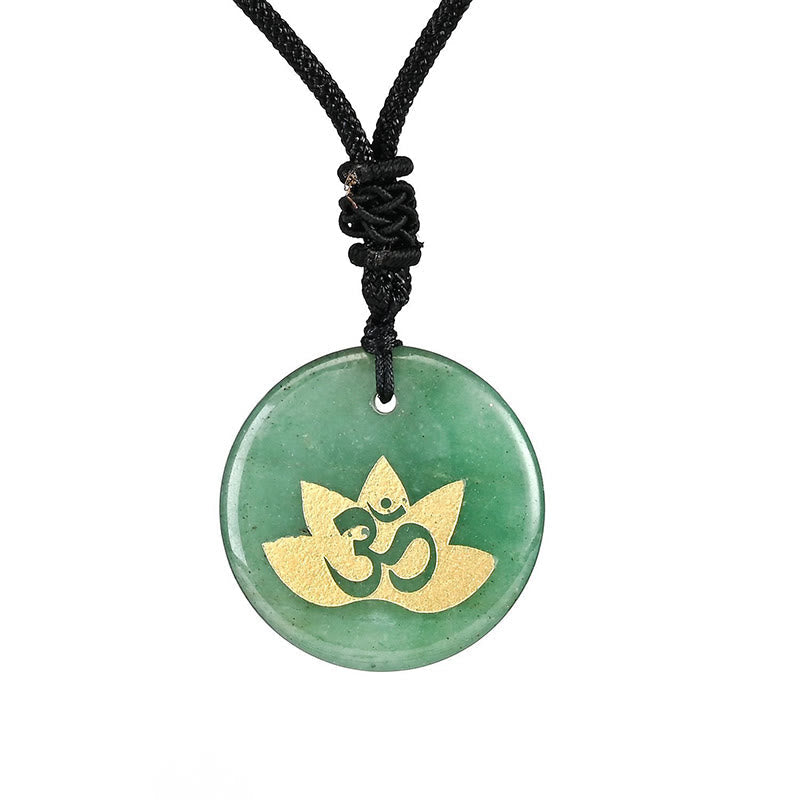 KarmaRipple's OM Lotus Symbol Various Gemstone Amethyst Tiger Eye Balancing Pendant Necklace p25