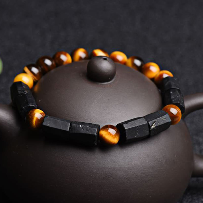 KarmaRipple's Authentic Black Tourmaline Tiger Eye Positive Bracelet p3