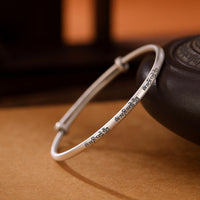 KarmaRipple's Tibetan 999 Sterling Silver Om Mani Padme Hum Love Bracelet Bangle