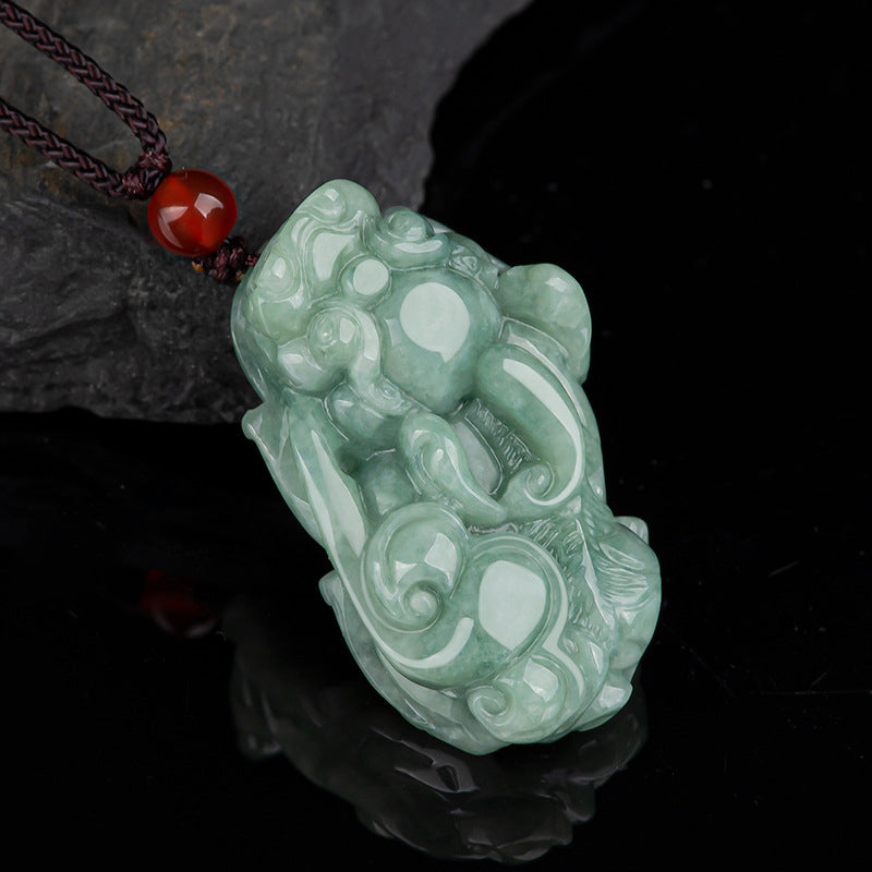 KarmaRipple's Jade PiXiu Wealth Fortune String Pendant Necklace p1