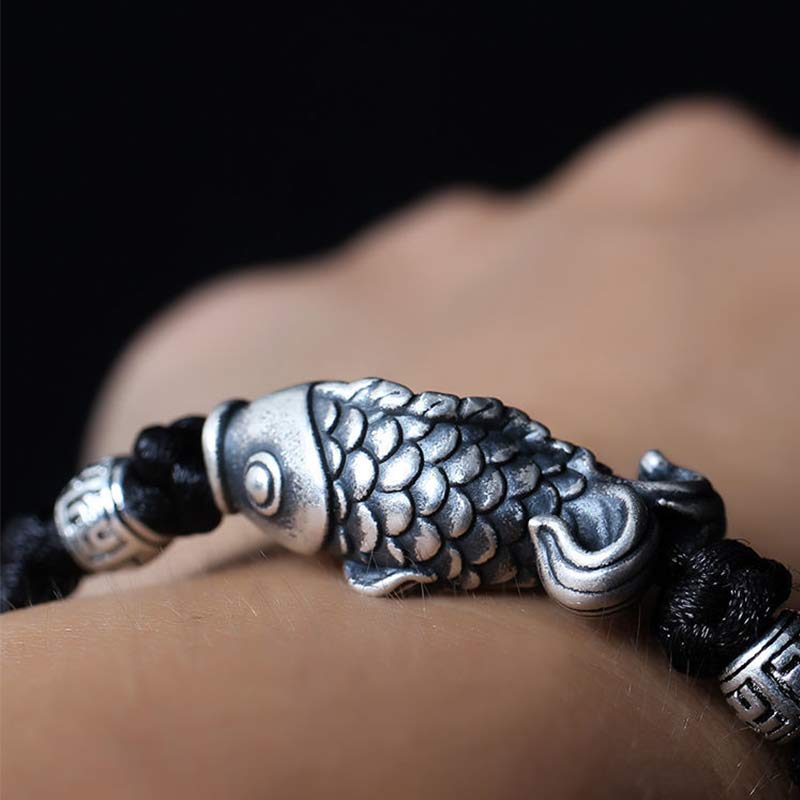 KarmaRipple's Silver Fortune Koi Fish Woven String Bracelet p4