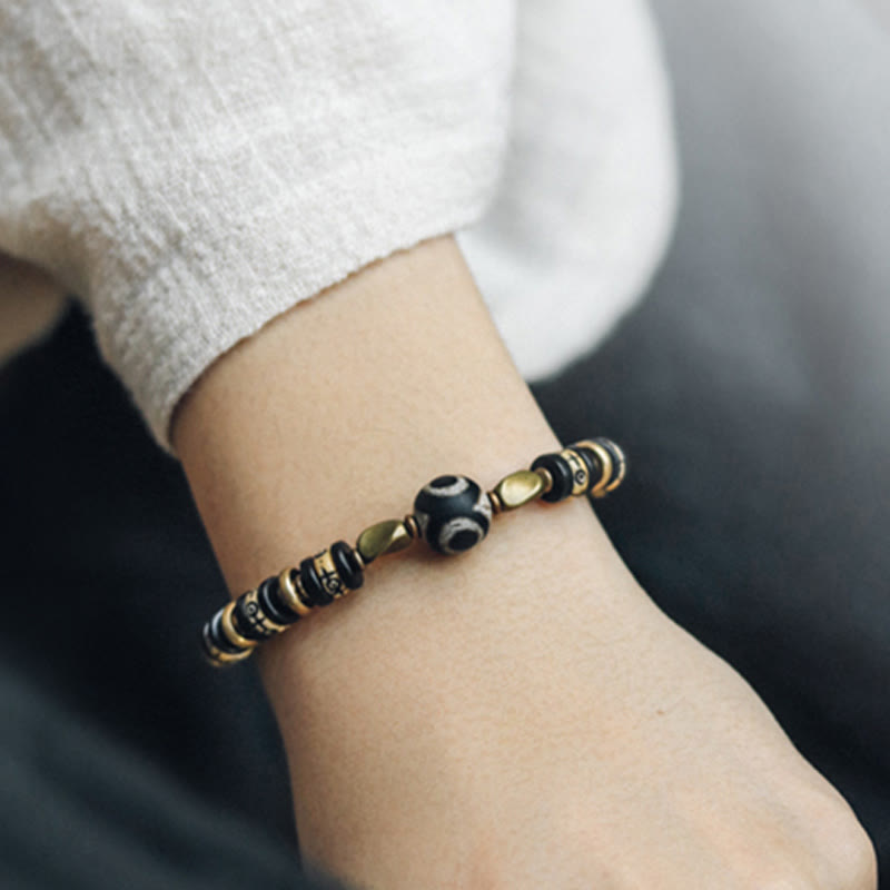 KarmaRipple's Tibetan Yak Bone Ebony Wood Strength Bracelet p3
