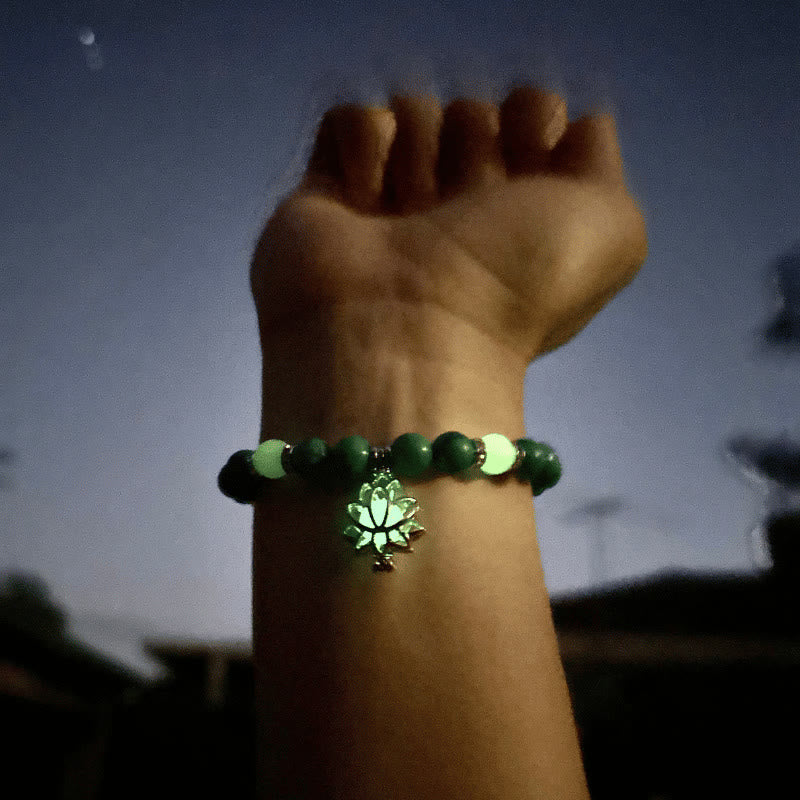 KarmaRipple's Tibetan Turquoise Glowstone Luminous Bead Lotus Protection Bracelet p31