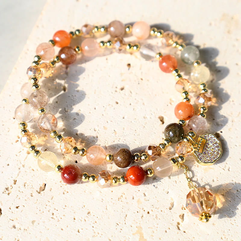 KarmaRipple's Colorful Rutilated Quartz Double Wrap Spiritual Growth Bead Bracelet p2
