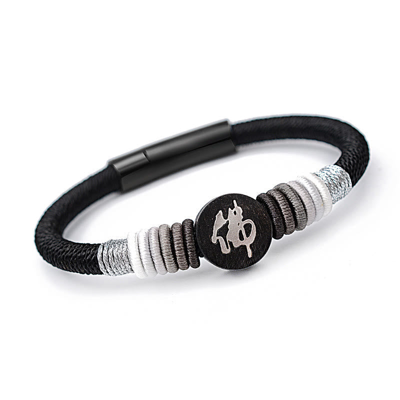 KarmaRipple's Buddha Character Ebony Handcrafted Rope Bracelet p50