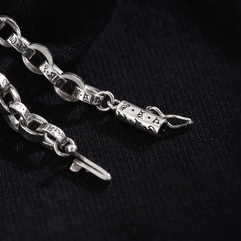 KarmaRipple's 925 Sterling Silver Om Mani Padme Hum Carved Design Creativity Metal Bracelet p6