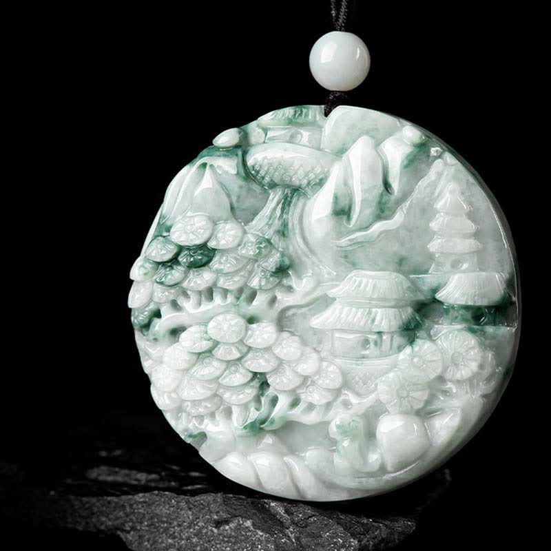 KarmaRipple's Mountain Landscape Jade Abundance String Pendant p11