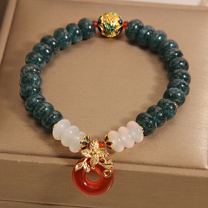 KarmaRipple's Jade Ivory Agate Red Agate Peace Buckle Abacus Beadwork Fortune Bracelet p4