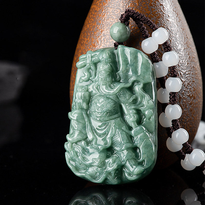 KarmaRipple's Authentic Jade Guan Gong Amulet Wealth Pendant Necklace p6