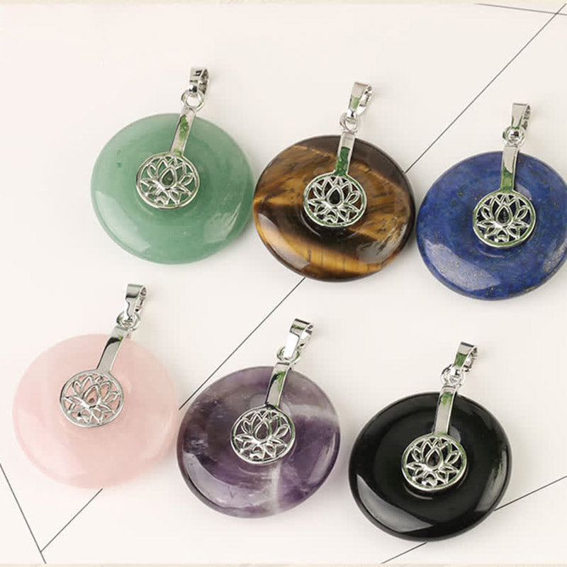 KarmaRipple's Various Gemstone Amethyst Pink Gemstone Lotus Balancing Pendant Necklace p11
