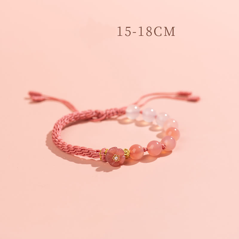 KarmaRipple's Authentic Gradient Agate Reincarnation Weave Peach Blossom Wealth Fortune Handmade String Bracelet p18