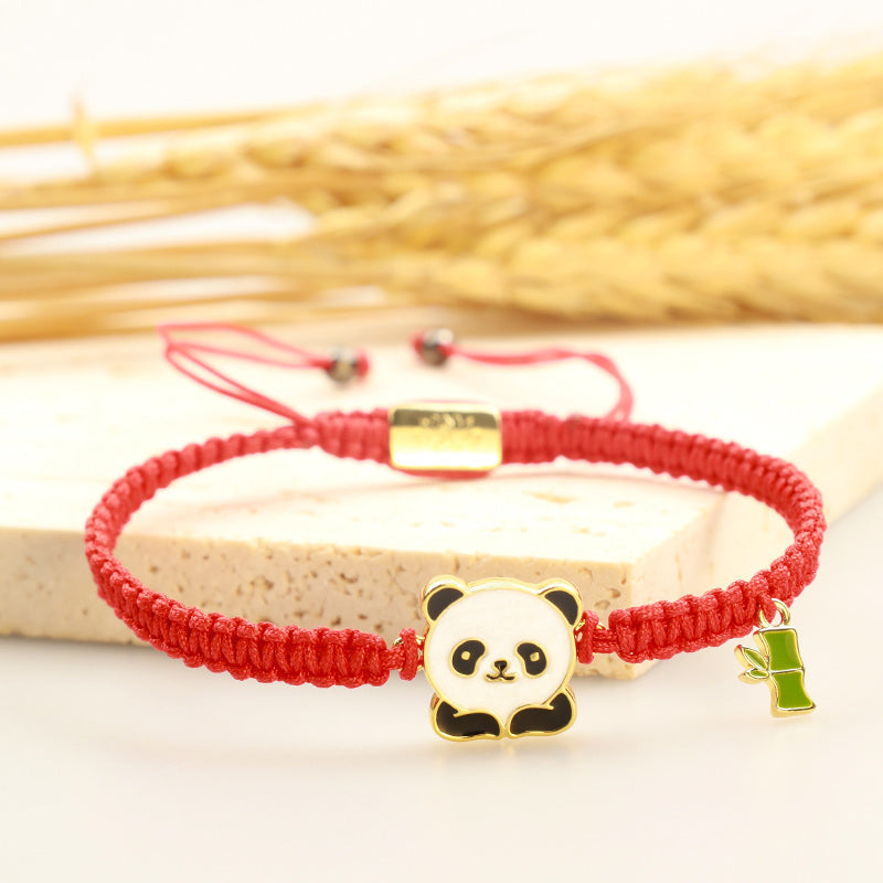 KarmaRipple's Tibetan Handmade Panda Bamboo Fortunate Red String Bracelet ( p3