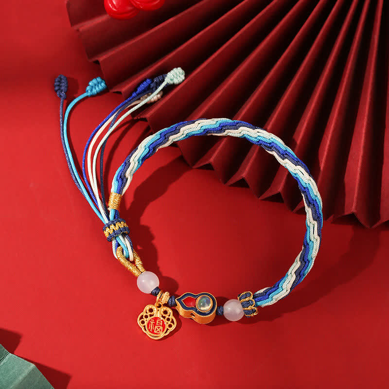 KarmaRipple's 925 Sterling Silver Handmade Gourd Blessing String Reincarnation Weave Bracelet p2