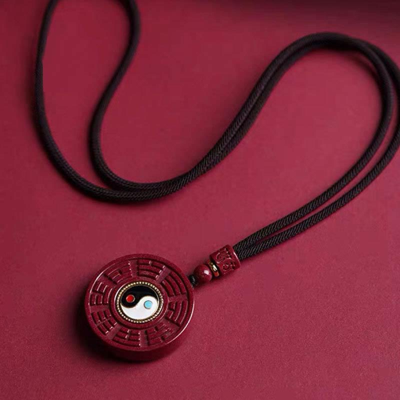 KarmaRipple's Authentic Cinnabar Bagua Rotatable Yin Yang Keep Away Evil Spirits Pendant Necklace p3