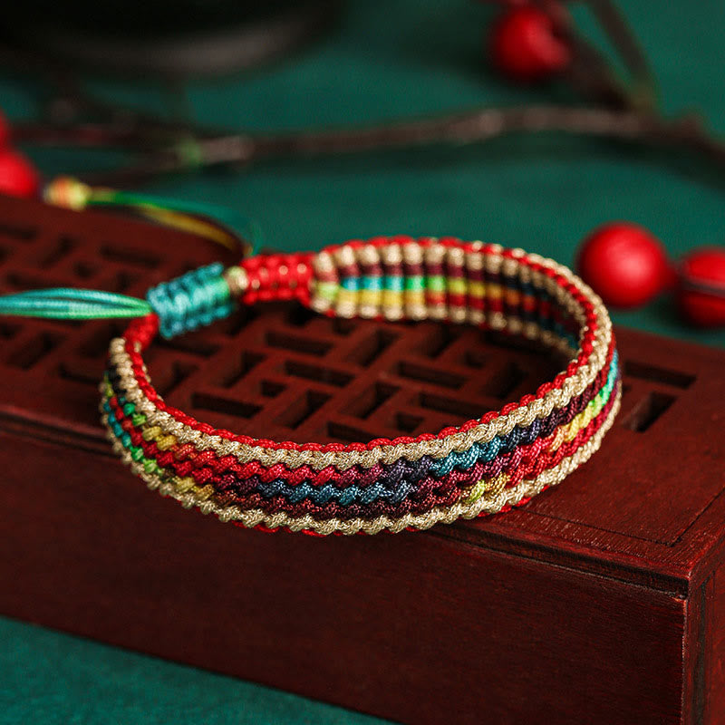 KarmaRipple's Tibet Handmade Rainbow Multicolored Protection Woven String Bracelet p2