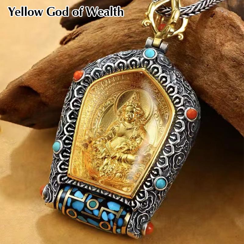 KarmaRipple's Tibet Chinese Zodiac Natal Buddha Thangka Prosperity Rotatable Dzi Bead Pendant Necklace p28