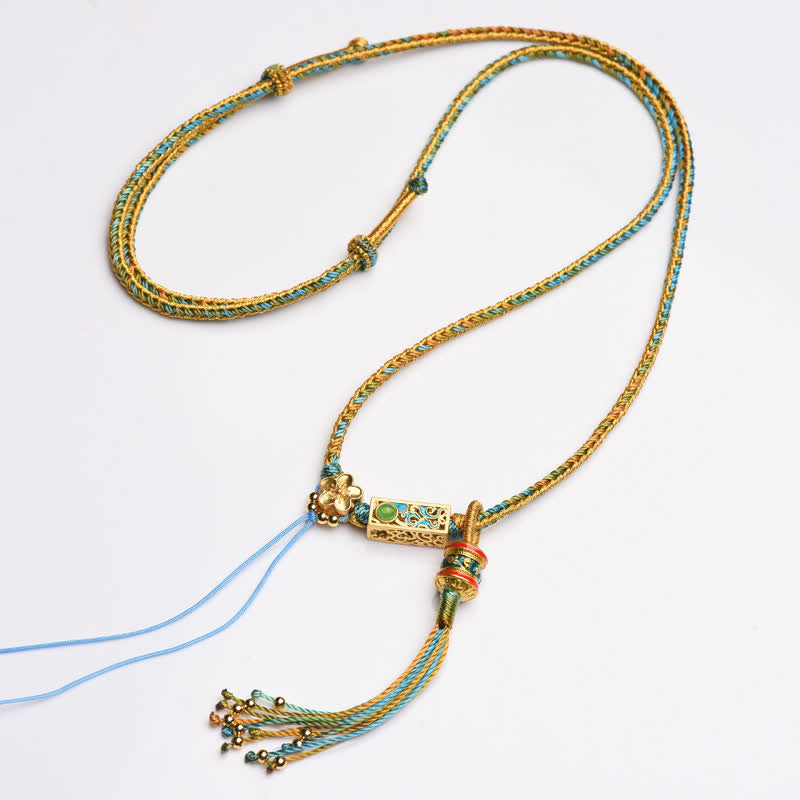 KarmaRipple's Colorful String Bronze Wealth Pendant Necklace p9