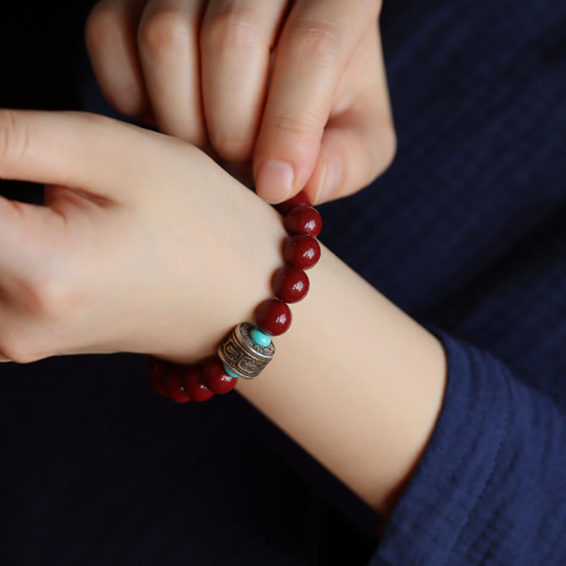 KarmaRipple's 925 Sterling Silver Chinese Zodiac Natal Buddha Cinnabar Om Mani Padme Hum Calm Bracelet p8