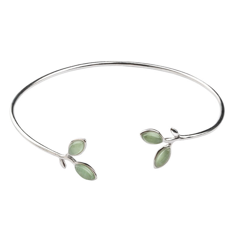 KarmaRipple's Leaf Pattern Cat Eye Support Cuff Bracelet Bangle p12