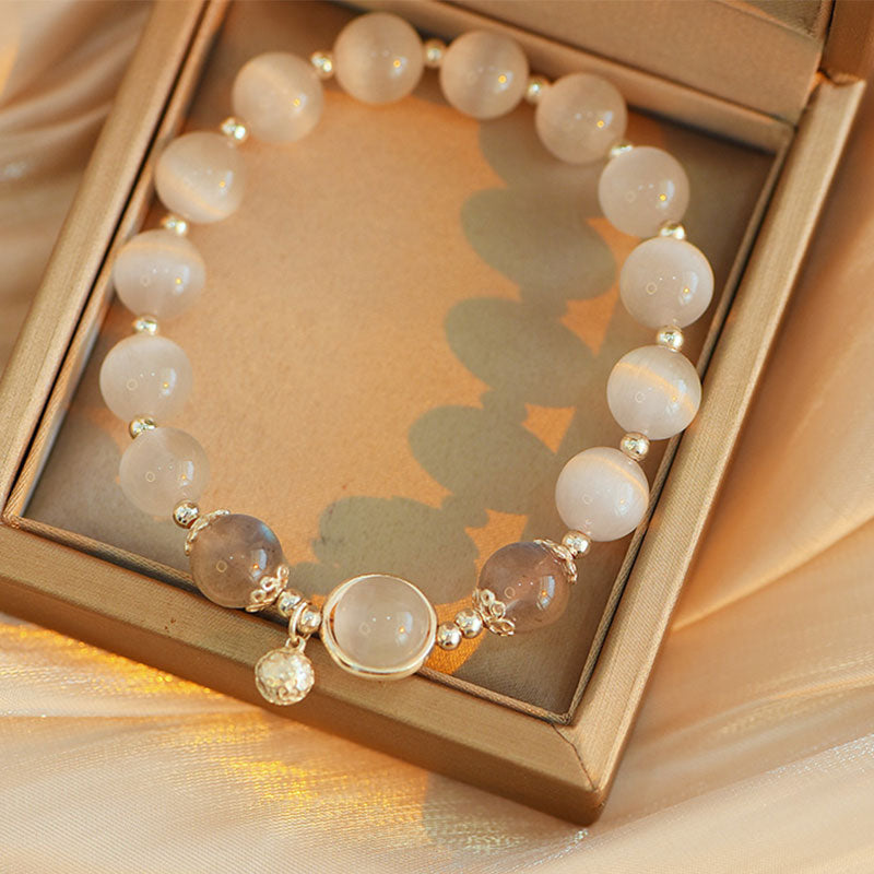 KarmaRipple's 925 Sterling Silver Cat Eye Moonstone Love Support Bracelet p9