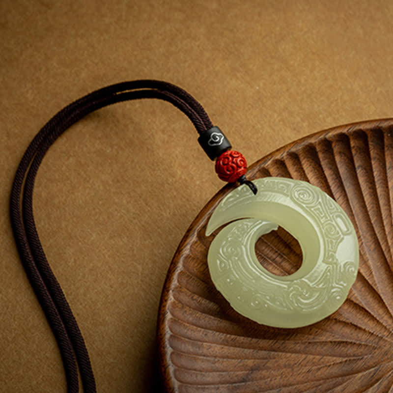 KarmaRipple's Peace Buckle Jade Small Leaf Red Sandalwood Cinnabar Agate Fortune Pendant Necklace p9