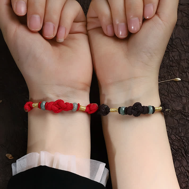 KarmaRipple's Red String Jade Fortune Fortune Weave Woven Pair Bracelet p17