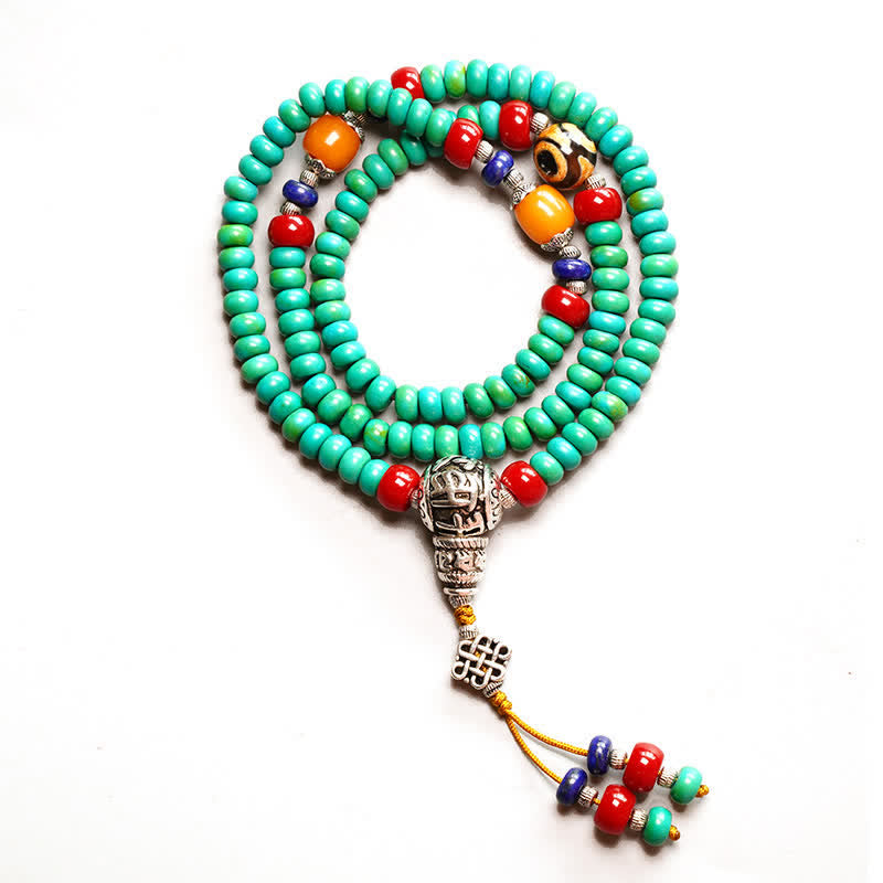 KarmaRipple's 108 Mala Beadwork Tibetan Turquoise Dzi Bead Protection Bracelet p12