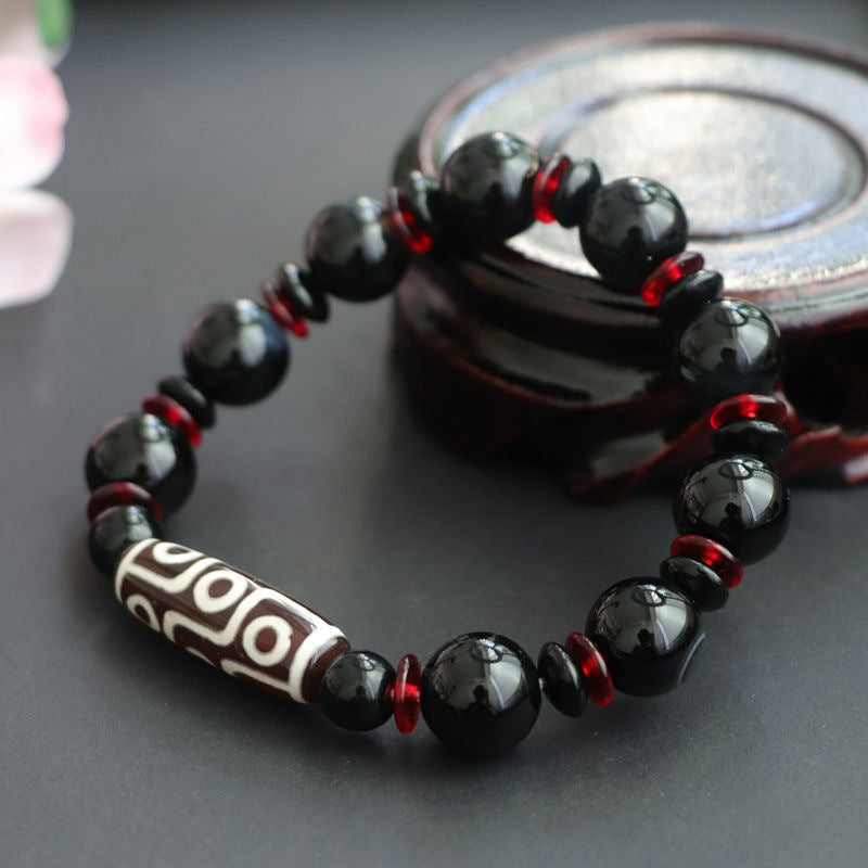 KarmaRipple's Black Onyx Nine-Eye Dzi Bead Wealth Protection Bracelet p3