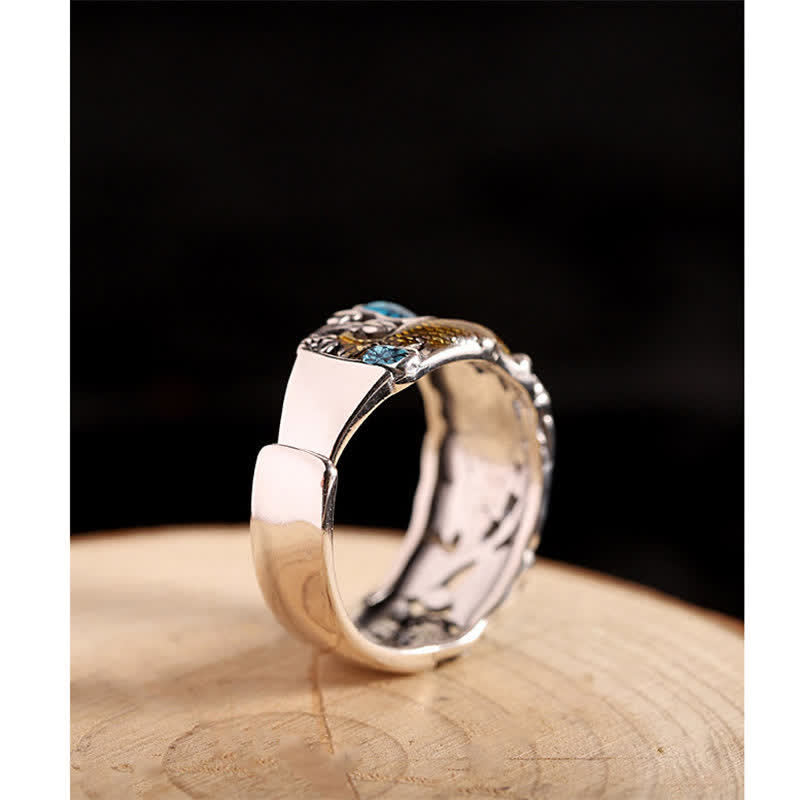 KarmaRipple's 925 Sterling Silver Lotus Koi Fish Enlightenment Ring p5