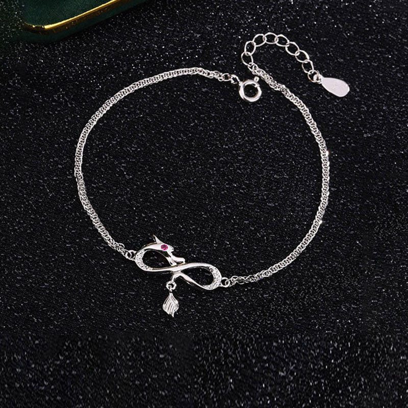 KarmaRipple's Year Of The Dragon 999 Sterling Silver Zircon Endless Weave Tail Talisman Fortune Protection Bracelet p3