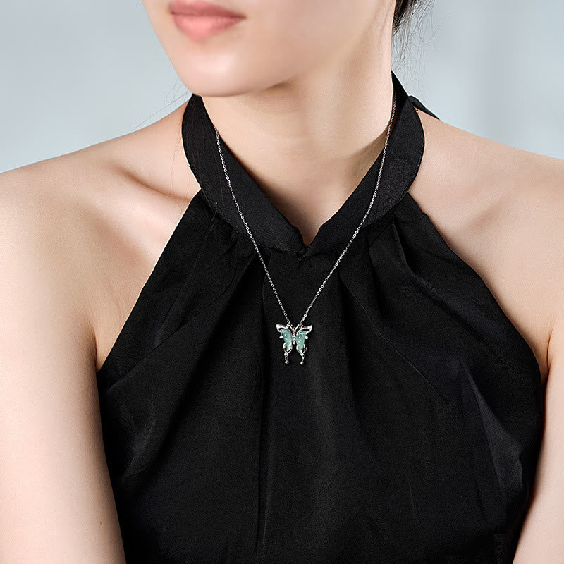 KarmaRipple's 925 Sterling Silver Green Jade Butterfly Fortune Pendant Necklace p5