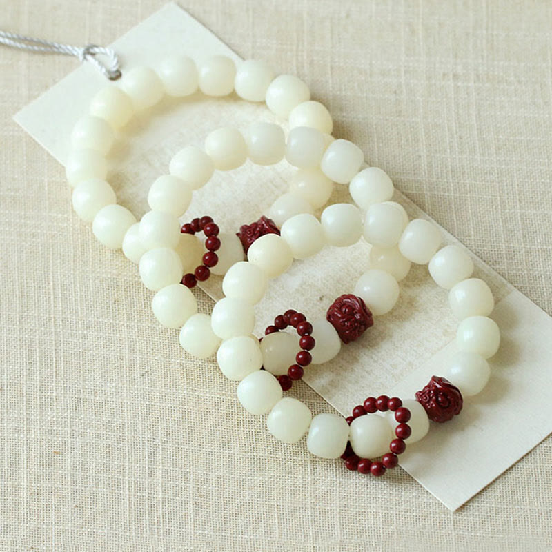 KarmaRipple's Authentic Bodhi Seed Cinnabar Dancing Lion Talisman Wisdom Balance Wrist Mala p6
