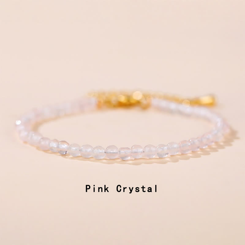 KarmaRipple's Strawberry Quartz Prehnite Peridot Lazurite Pink Gemstone Tourmaline Balancing Chain Bracelet p25