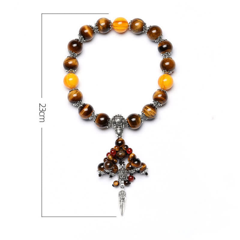 KarmaRipple's Authentic Tiger Eye Red Agate Dragon Vein Agate Stone Vajra Dorje Power Balancing Bracelet Car Decoration p11
