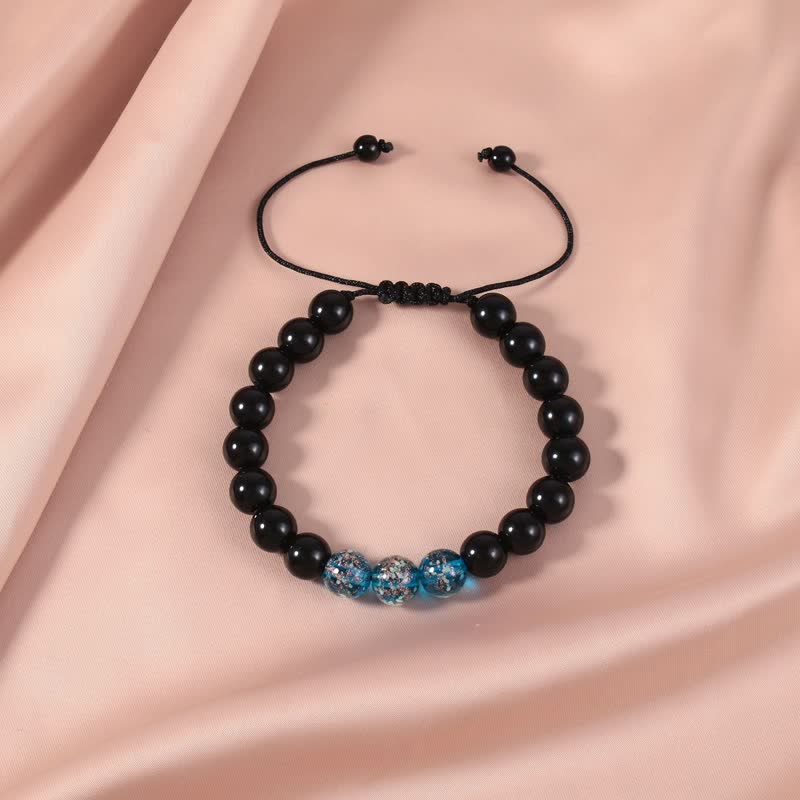 KarmaRipple's Black Obsidian Luminous Glowstone Strength Bracelet p24