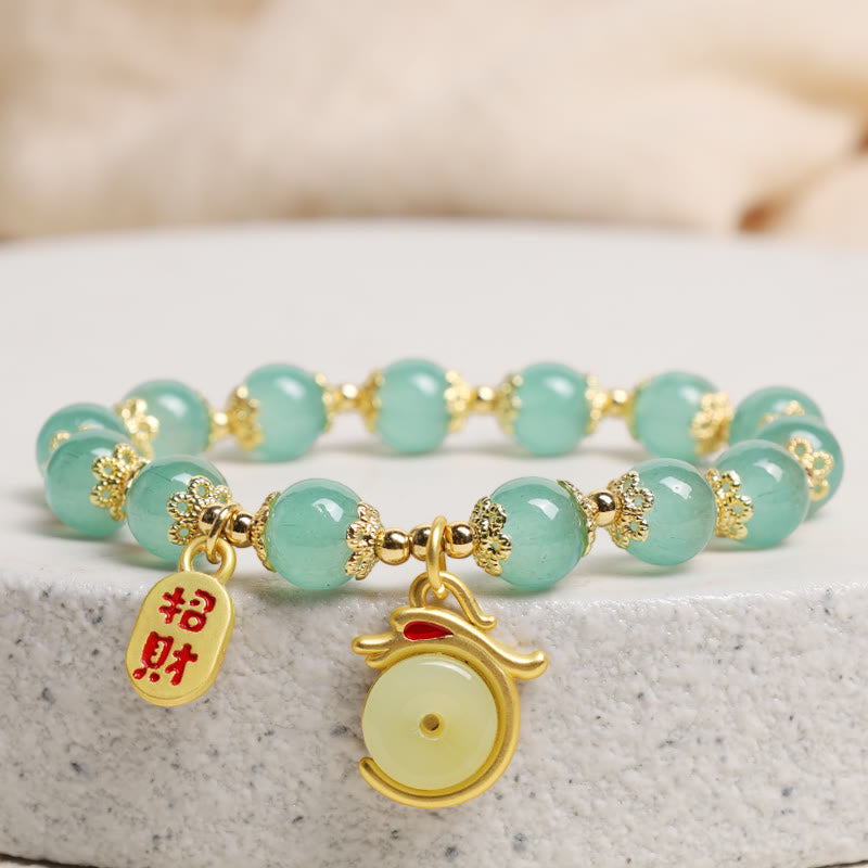 KarmaRipple's Year of the Dragon Red Agate Green Aventurine Peace Buckle Fu Character Fortunate Fortune Bracelet p4