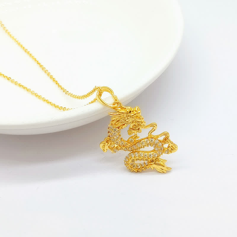 KarmaRipple's Gold Dragon Protection Pendant Necklace p2