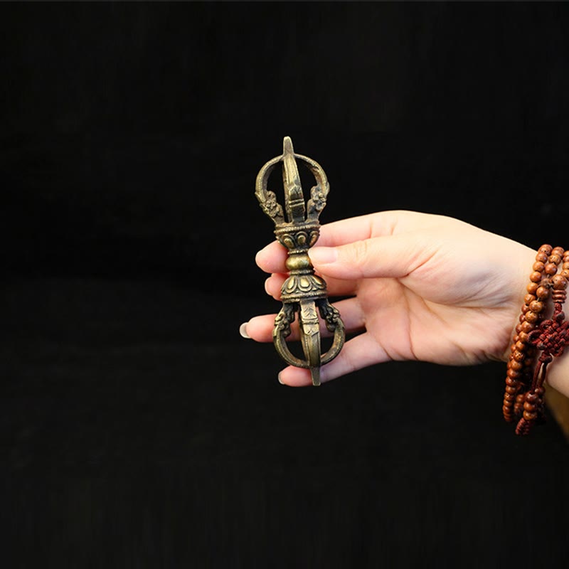 KarmaRipple's Handmade Nepal Five Prong Three Prong Vajra Dorje Strength Bronze Decoration p9