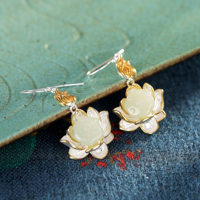 KarmaRipple's Ivory Jade Protection Balance Drop Earrings p7