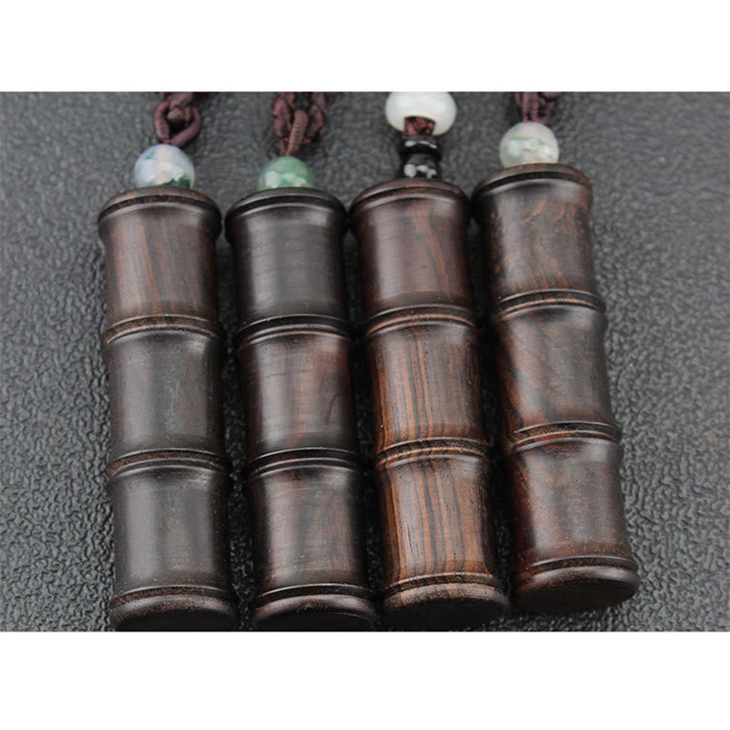 KarmaRipple's Ebony Wood Bamboo Pattern Ghau Prayer Box Peace Pendant Necklace p14