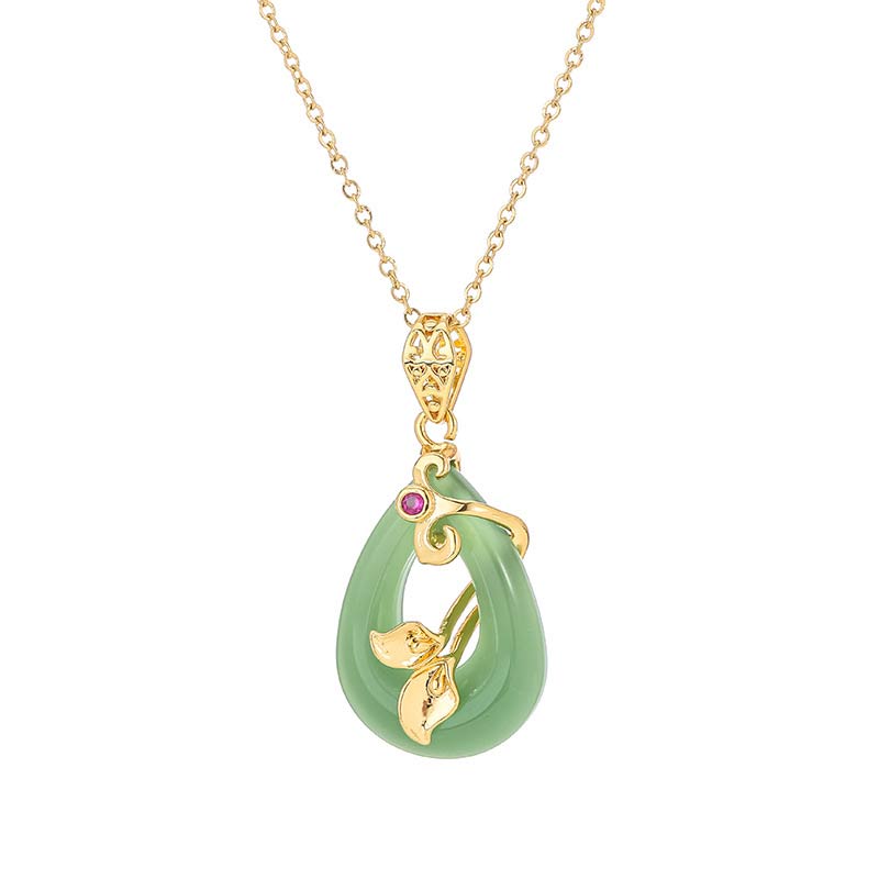 KarmaRipple's Jade Oval Pattern Blessing Fortune Pendant Necklace p4